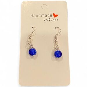 Blue Beaded Dangle Earrings